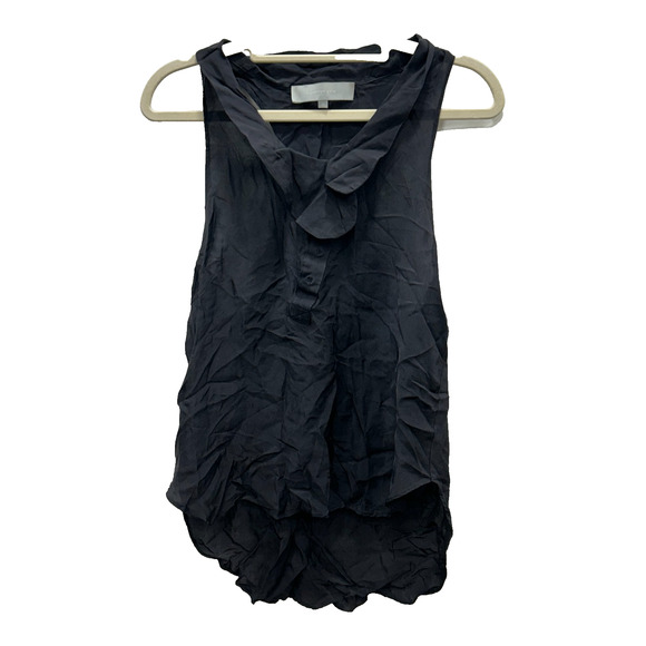 Alexander Wang Womens Ruffle Front Blouse Racerback Sleeveless Black Size 0 - Picture 1 of 8